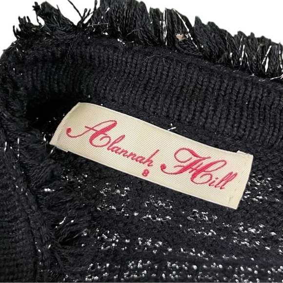 Alannah Hill Tweed Fringe Metallic Cardigan Sweater Black Silver Size AU 8 US 4 - Picture 5 of 7